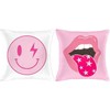 Haooryx Preppy Velvet Pillow Covers - 2Pcs Soft Hot Pink