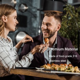 Chopsticks Metal Reusable 304 Stainless Steel Chop Sticks Dishwasher Safe Multipack with Laser Engraved Pattern Fancy Lightweight Reusable Chopsticks for Japanese Korean Chinese Food 5 Pairs Gift Set