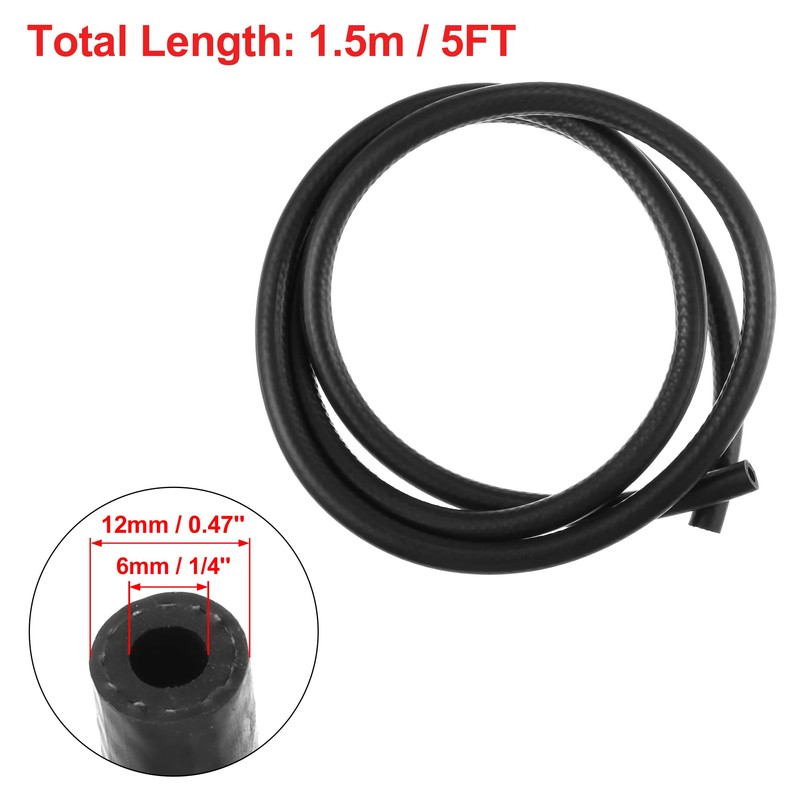 X AUTOHAUX 1/4" 5 FT Car Fuel Hose Rubber Fuel