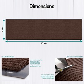 MaxMat® Extra Large Floor Mat - Heavy Duty, Waterproof, Low-Profile, Easy to Clean, Commercial Grade Doormat (3 x 10 Feet, Brown, MXM-RIB0310BR)