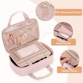 Teamoy Sunglasses Organizer for Multiple Pairs, Travel Sunglasses Organizer Eyeglasses Storage Case with Adjustable Slots for Men and Women, Pink Quilted