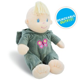 June Garden 12" Sweet Dolly Jacqueline - Stuffed Ultra Soft Baby Elephant Doll for Birth and Up - Removable Grey Outfit