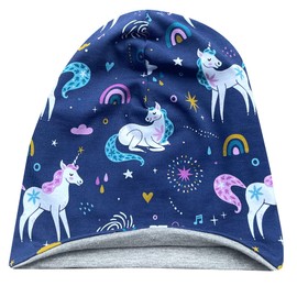 Wollhuhn Eco Beanie for Boys/Girls/Children, Comfortable Soft Long Hat/Beanie Hat/Knitted Hat/Children's Hat, Jersey Lining, for Transitional Periods, (Eco/Organic Fabrics)