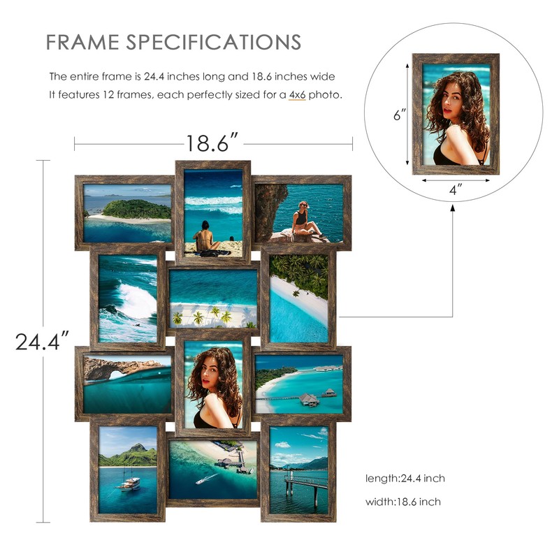 DUENPY 4x6 Picture Frame Collage, 12-Pack Picture Frames Collage Wall