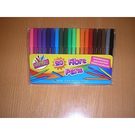Artbox 20 fine tip fibre colouring pens - pack of 20 assorted colours