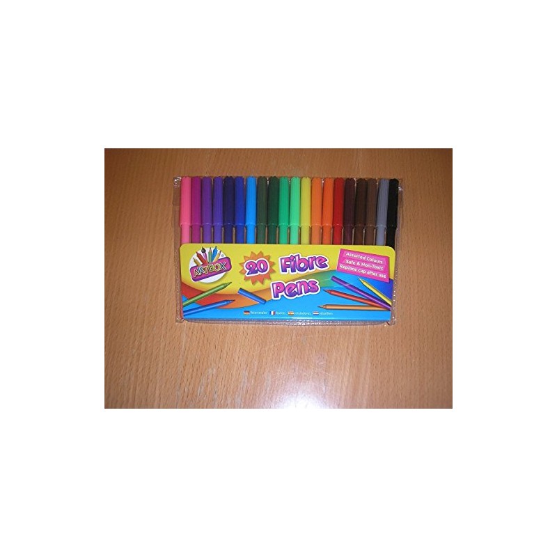 Artbox 20 fine tip fibre colouring pens - pack of