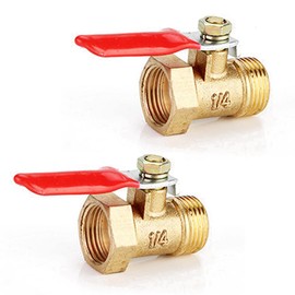 Mini Brass Ball Valve, DN8 1/4" Male Thread to 1/4" Female Thread, Valve Shut Off Switch, Pipe Fitting, Coupling (Pack of 2)