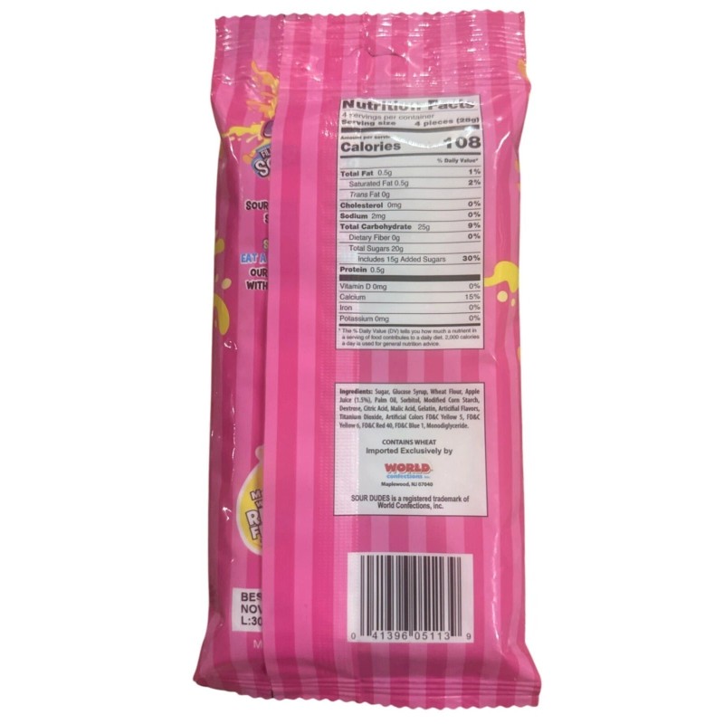 World Confections Sour Dudes Sour Dudes Filled Sour Straws 4