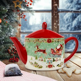 Certified International Joy of Christmas Teapot 40 oz, Multicolor