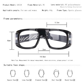 SooGree Gafas de seguridad, gafas deportivas, gafas protectoras para baloncesto, fútbol, deportes, gafas protectoras (marco negro, almohadilla negra)