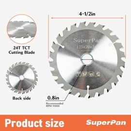 2 - Pack SuperPan 4-1/2 - Inch 24T TCT Carbide Tipped Circular Saw Blades with 3/8 - Inch Arbor - Ideal for Wood, Plastic & Composite Materials