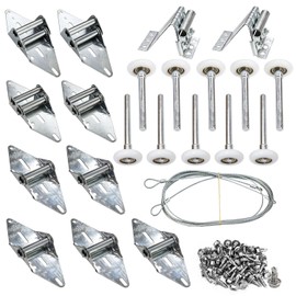 Socpuro Garage Door Rollers Hinges Set, Track Wheels/Hinges/Top Bracket/Wire Rope Replacement Parts, Garage Door Hardware Roller Tune Up Kit for 7' Height Doors