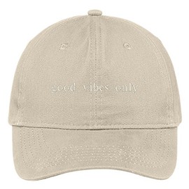Trendy Apparel Shop Good Vibes Only Embroidered 100% Cotton Adjustable Cap - Stone