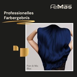 Femmas Hair Colour Set Blue I Hair Colour Cream 100 ml + Oxycreme 100 ml 3% I Permanent Hair Colouration + Developer I Gentle & Long Lasting I Salon Hair Colour for Home
