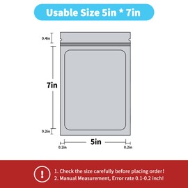 ZRLEI 100 Pack Mylar Bags Holographic Smell Proof Packaging Bag for Small Bussiness resealable Zipper sealable Pouch Bags Sample, Jewelry, Lipgloss, Food,soap,Electronic Supplies（5×7 inch,Pink）