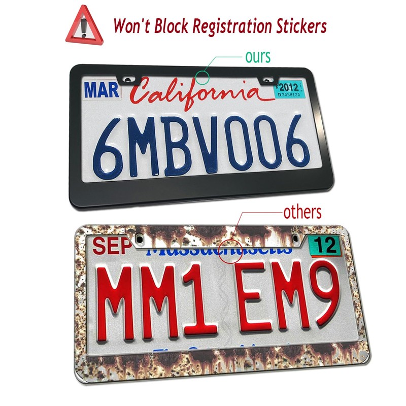 Anti Theft License Plate Frames, Matte Black, Security Screws
