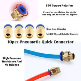 GLOGLOW Air Quick Connector, Brass Pneumatic Quick Connector Air Fittings Quick Fitting Thread Dia. 8mm for Industry Automatic