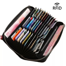 Unbranded Black Men RFID Blocking Credit Card Holder Wallet 36 Slots Accordion Organizer