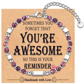 Gifts for Women Teenage Girls, Inspirational Gifts for Women Girls, Tiny Purple Imperial Beaded Bracelet Special Birthday Christmas Gifts for Daughter Granddaughter Mum, Christmas Stocking Fillers