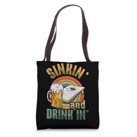 Sinkin' And Drink In' Board Sand Bag Toss Retro Cornhole Tote Bag