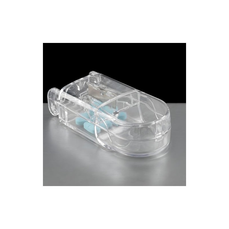 Compact Transparent Pill Cutter - Precise Steel Blade, Easy and