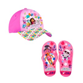 Gabby's Doll House Girls Baseball Cap and Flip Flops, Gabby Hat, Summer Set for Girls (Multicoloured, EU Shoe Size System, Toddler, Women, Numeric (from / to), M, 23, 24), multicoloured