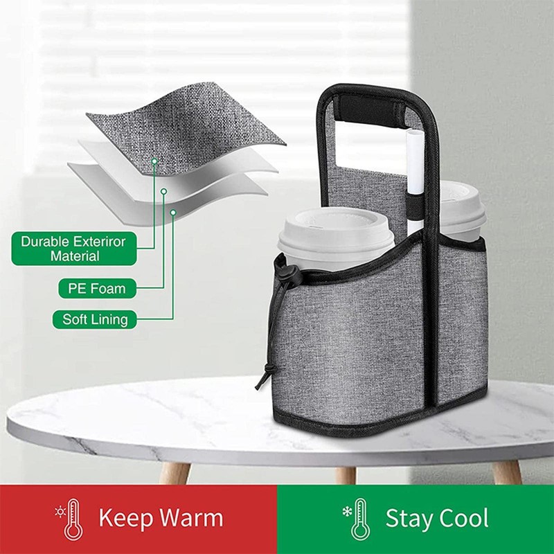 Odavom 2 Cups Foldable Drink Carrier - Portable Reusable Travel