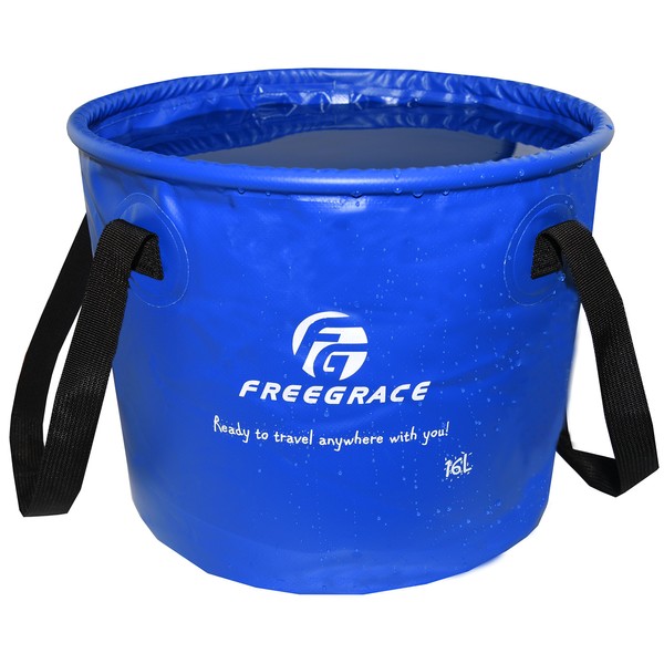 Freegrace cubeta plegable de alta calidad, cubeta plegable multifuncional, equipo perfecto para camping, senderismo y viajes (azul marino, 16 L)