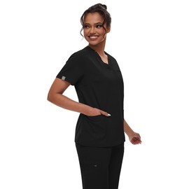 niaahinn Scrub for Women Scrubs Top with Classic V-Neck & Yoga Jogger Pants Medical Nursing Uniform Scrub Set (Black, L)