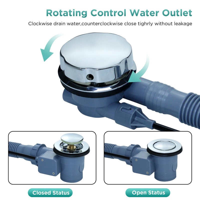 Chrome Bathtub Waste with Overflow G1 1/2" Pop Up Bath