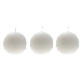 Mega Candles 3 pcs Unscented White Round Ball Candle, Hand Poured Premium Wax Candles 3 Inch x 3 Inch, Home Décor, Wedding Receptions, Baby Showers, Birthdays, Celebrations, Party Favors & More