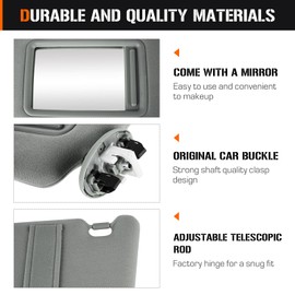 Left & Right Sun Visor with Light for Toyota Camry 2007-2011 with Sunroof, Driver & Passenger Side Gray Sunvisor Replace 74320-06800-B0 74310-06800-B0