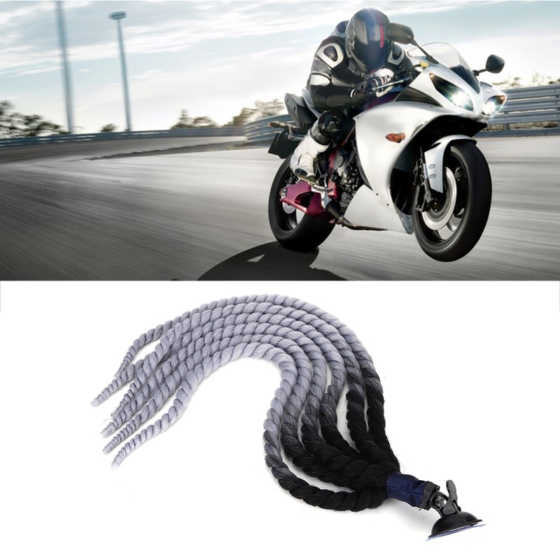 27.6in Motorcycle Helmet Woman Braids Wig Detachable Ponytail with Suction