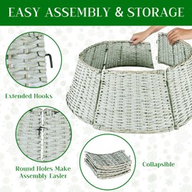 Rocinha Christmas Tree Collar Natural Wicker Tree Collar Rustic Christmas Tree Ring Collar Christmas Tree Basket Base Woven Tree Collar Christmas Tree Base Cover Tree Skirt Basket for Christmas Tree