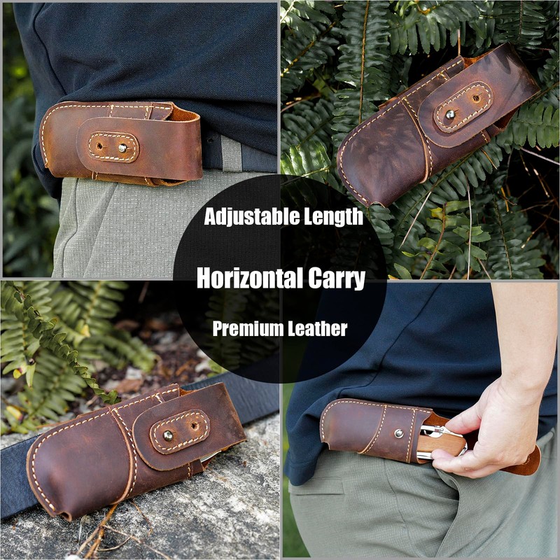 Topstache Leather Pocket Knife Sheath - Belt Loop EDC Belt