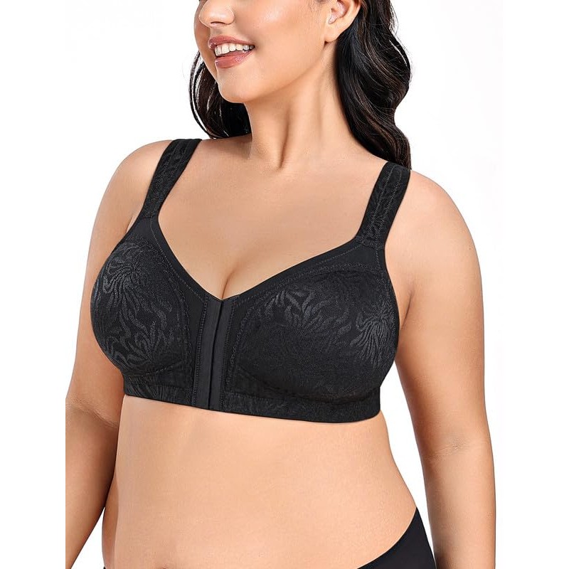 WingsLove Front Fastening Bras for Women Minimizer Wireless Non Padded