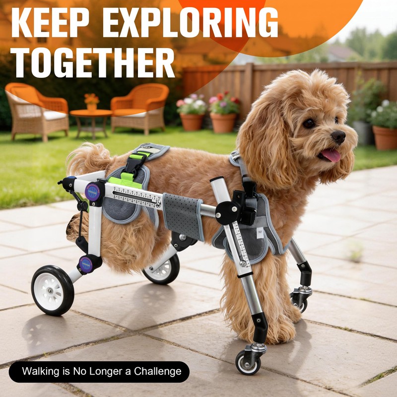 LetPetRun Dog Wheelchair 4 Wheels Adjustable, Full Body Support Dog