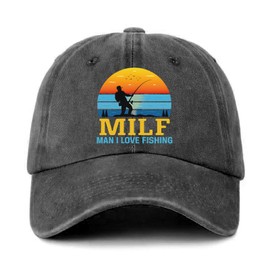 GOSJINNK Funny Fishing Hats Man I Love Fishing Printed Cotton Adjustable Baseball Caps Men's Distressed Black Baseball Hats Trendy Birthday Gifts for Men Dad Husband Grandpa Fishing Lover Fisherman