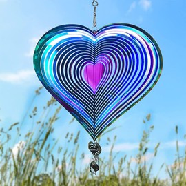 Wind Chime Spiral Heart Large 36 x 20 cm Garden Decoration Gift Wind Chimes for Outdoor Hanging Love Heart Ornament Wind Chimes Garden Metal Weather Resistant Hanging Decoration