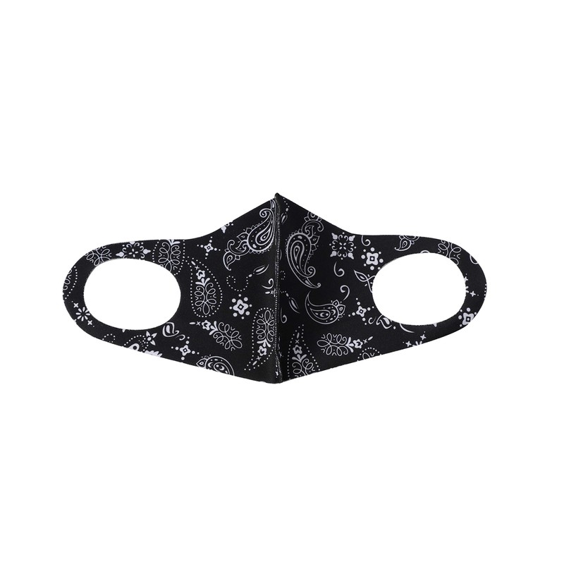 Komonee Face Mask Washable Reusable Black Paisley Dustproof Cloth Mouth