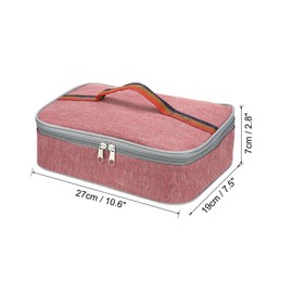 PATIKIL 11"x8"x3" Insulated Lunch Bags, Portable Food Containers Bag Flat Bento Bags Reusable Thermal Lunch Pail for Men and Women, Pink