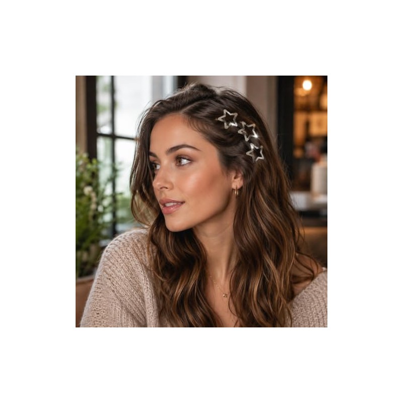 Ipetboom Clips De Pelo Estrella Plateados - 20 Piezas Broches
