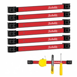 Rechabite 6 Pieces 12" Magnetic Tool Holder Strip, Red Magnet Bar, Metal Tool Organizer Rack for Garage Organization, Easy To Install in Workshop, Mounting Screws Included