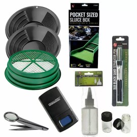 10pc Black 1/2" Large Gold Classifier Screen & Gold Pan Panning Kit Mini Sluice