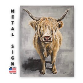 Highland Cow Decor - Metal Tin Sign Farmhouse Highland Cow Wall Decor - Highland Cow Tin Sign - Highland Cow Metal Sign - Modern Farmhouse Highland Cow Wall Art