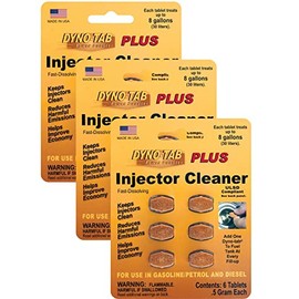 Dyno-tab Injector Cleaner Plus 6-Tab Card, 3-Pack, One Card Treats Three 16 gal/60 Liter Fill-ups, Fast Dissolving, 100% Active Ingredients - NO solvents, 45446-3pk