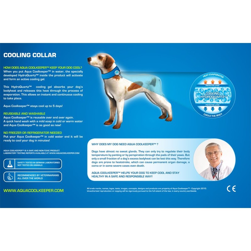 Aqua Coolkeeper Pacific Dog Collar with Fresh Function, Blue, red