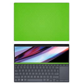 Decalrus - Protective Decal for The ASUS Zenbook Pro 14 Duo OLED UX8402 (14.5" Screen) Laptop Green Carbon Fiber Cover wrap CFasusZenbk14_ux8402Green