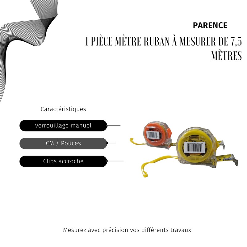 PARENCE - 7.5 meter tape measure - High quality steel,