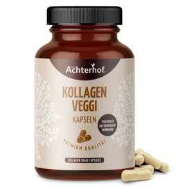 Collagen Veggi Capsules (120 Capsules), Vegetarian Collagen from Eggshells, with 270 mg Protein, 9 mg Hyaluronic Acid, 75 mg Elastin and 20 mg Vitamin C, for 120 Days, from Achterhof